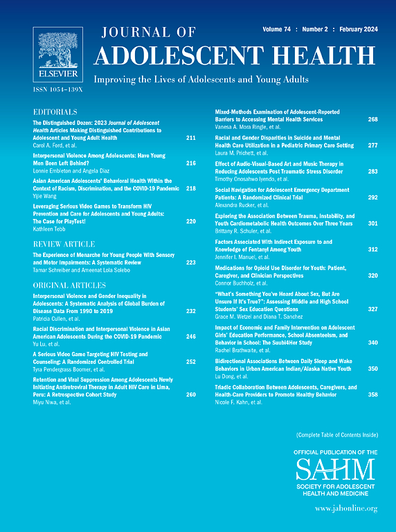 Go to journal home page - Journal of Adolescent Health